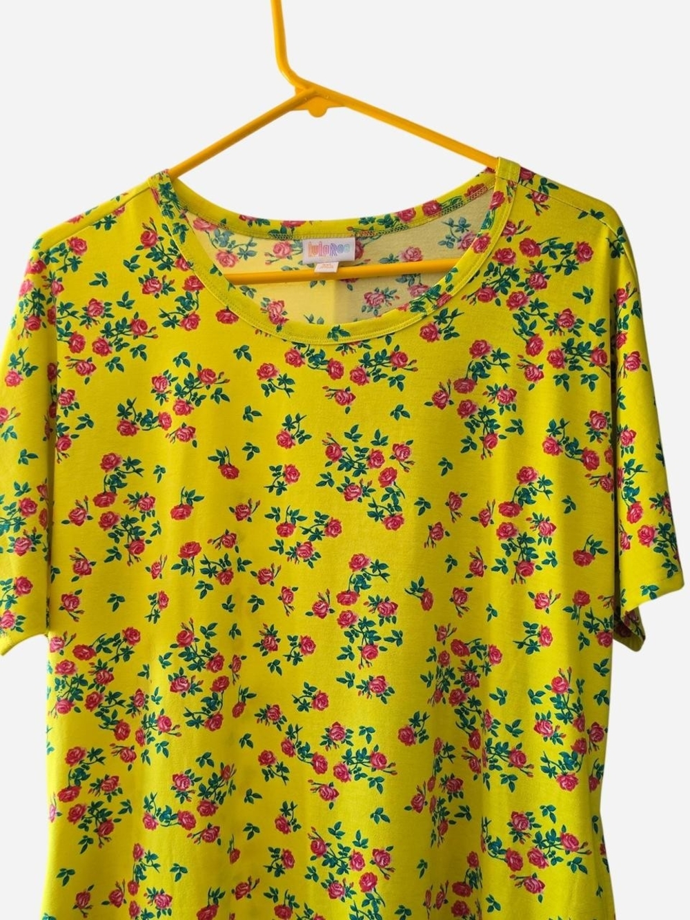 LuLaRoe Yellow Floral Midi Tee Dress - Picture 2 of 4